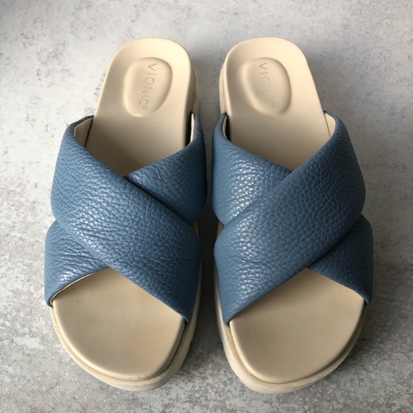 Vionic Women's Vesta Leather Flatform Lug Sandal Blue Size 11 - Picture 10 of 10